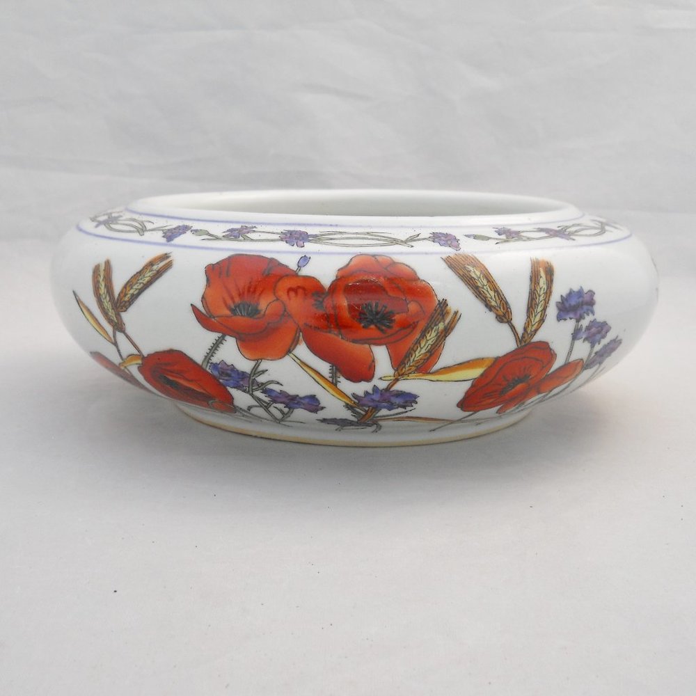 Planter Bowl, New England Pottery, 9", Poppies & Wheat